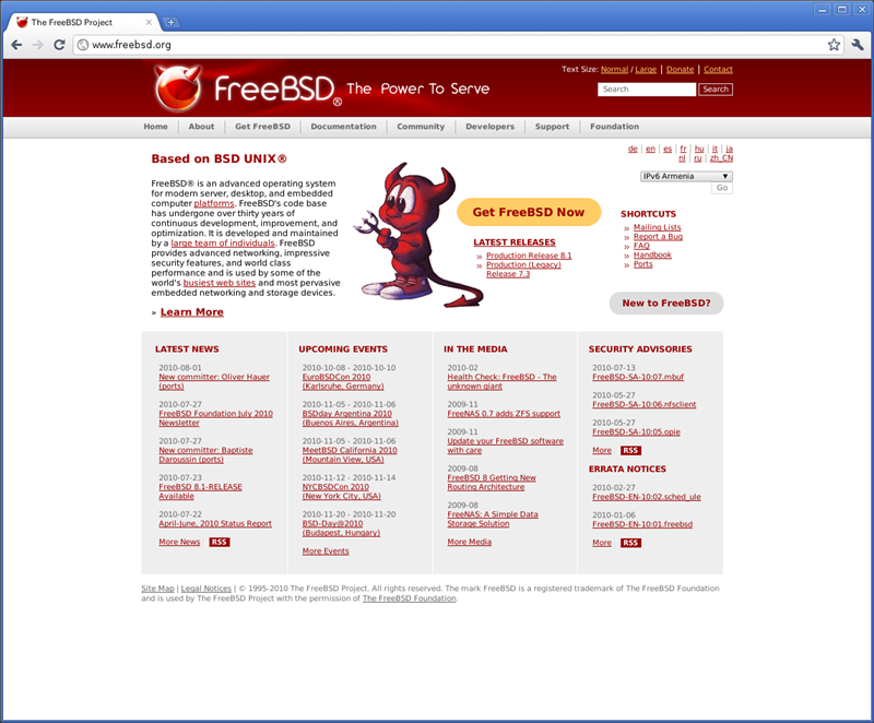 図2　Chromium 7.0.502.0 (0) / FreeBSD 9-CURRENT動作例