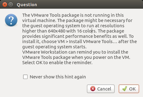 図12　VMware Toolsをインストールしていないと、インストールするよう勧められます