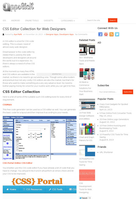 図4　CSSエディターを多数紹介