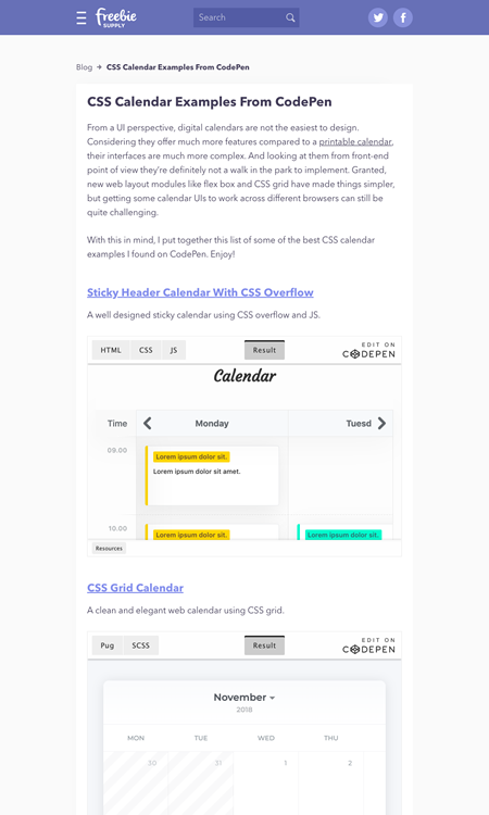 図5　CSSによるカレンダーのコーディング例いろいろ