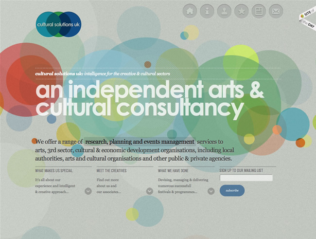 図4　奥行きのある動きが特徴的なイギリスの独立系コンサルタント「cultural solutions」のウェブサイト