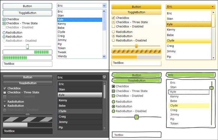 図2　CodePlexというサイトで提供されているコントロールテンプレート「WPF Themes」 の一部