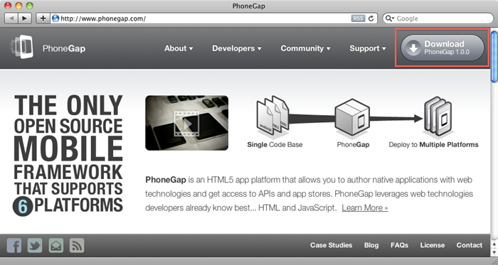図3　PhoneGap公式サイトより、PhoneGapをダウンロード