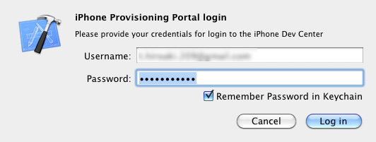 図6　iPhone Provisioning Portalへの認証を行う