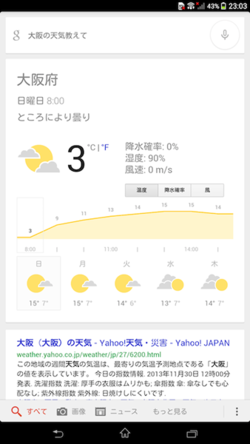 天気を検索したときの例