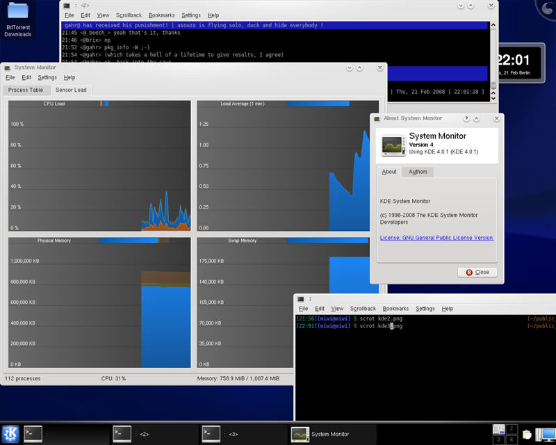 図　FreeBSD 8-CURRENTで動作するKDE 4.0.1―Martin Wilkeのサイトより抜粋