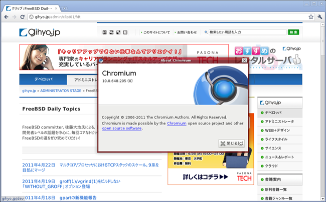 図2　FreeBSD 9で動作するChromium 10 その2