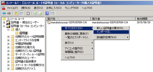 図21　ウィンドウのなにもないところを右クリック→［すべてのタスク］→［インポート］を選択