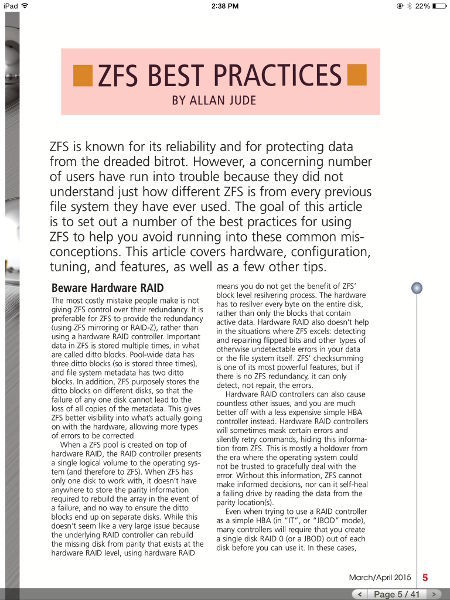 図2 ZFS BEST PRACTICES on FreeBSD Journal March/April 2015