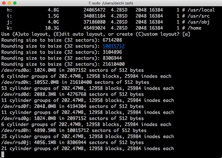 図　OpenBSDインストール例