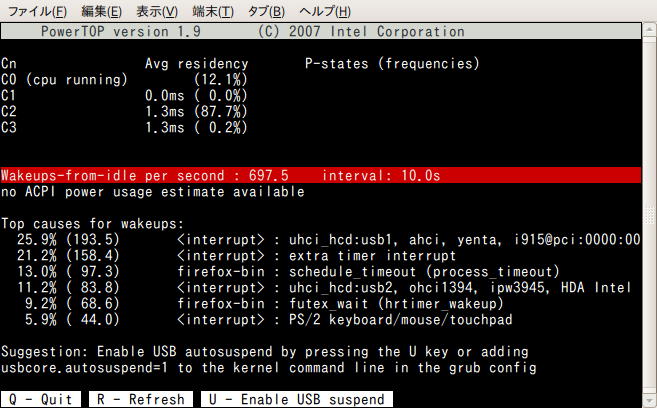 図7　powertopの実行