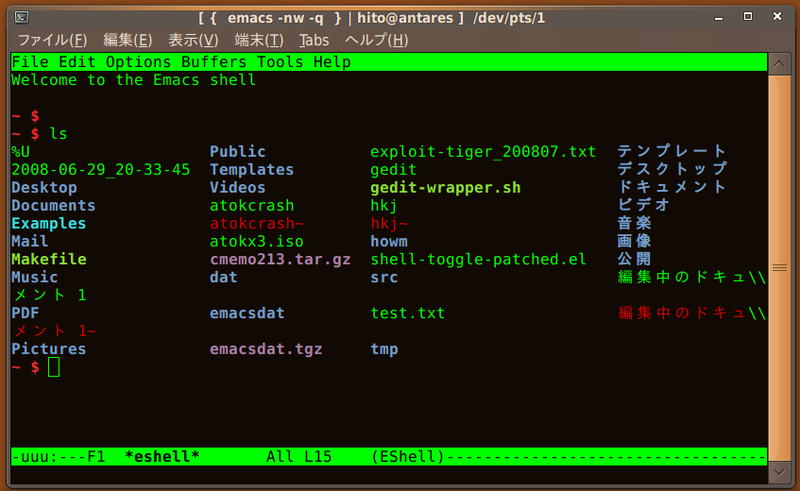 図2　M-x eshell