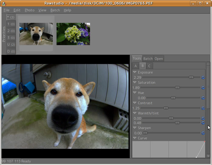 図4　Rawstudioの現像画面