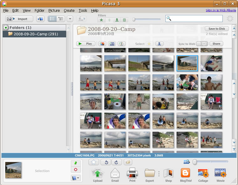 図2　Google Picasa 3.0 for Linux