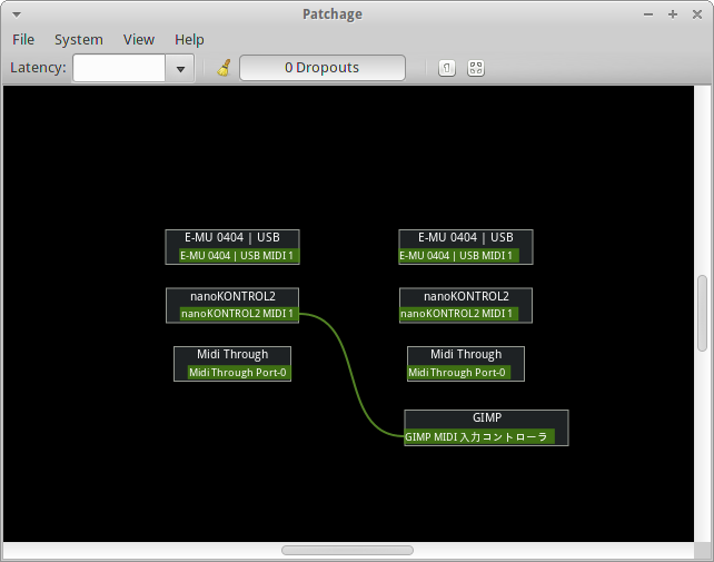 図6　patchageを使ってポート間を接続