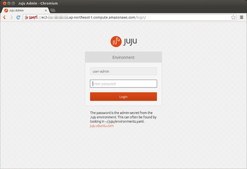 図1　Juju GUIのログイン画面