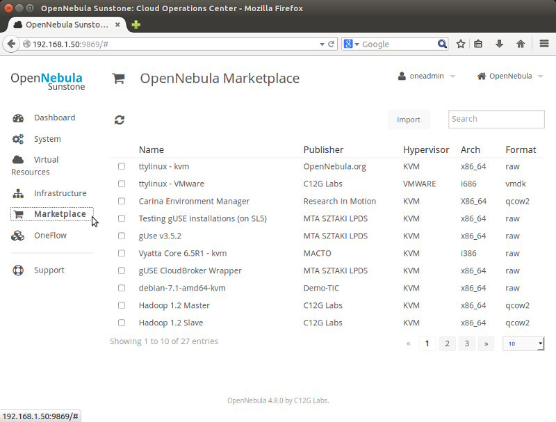 図11　Marketplaceで公開されているディスクイメージ一覧