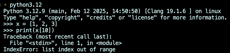 Python3.12でのエラーメッセージ表示