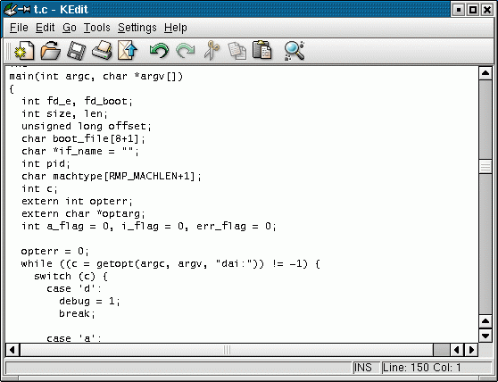 図1.6　LinuxのKDE上でkeditを使用しているところ