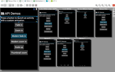 Graphical Layout Editorによる異なるスクリーンでのプレビュー