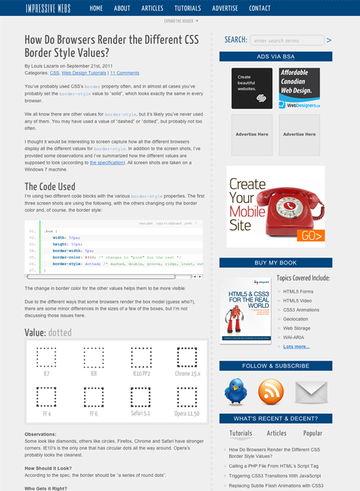 図3　CSSボーダーのブラウザによるレンダリングの違い