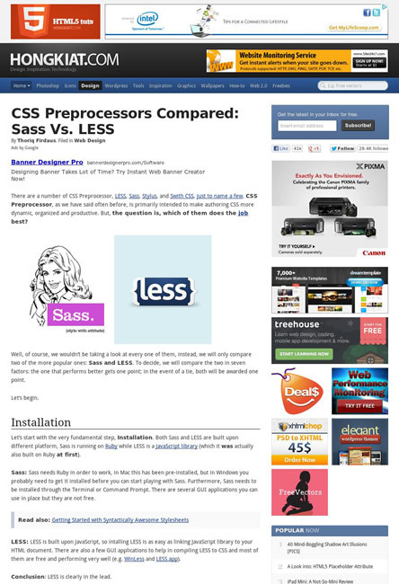 図2　SassとLESSとの比較