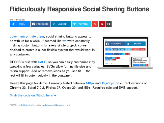 図4　レスポンシブなソーシャルメディアボタンのセット