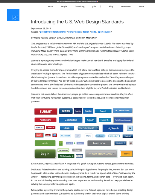 図1　アメリカ政府が作成したUIコンポーネント＆スタイルガイドの設計思想や開発ストーリー