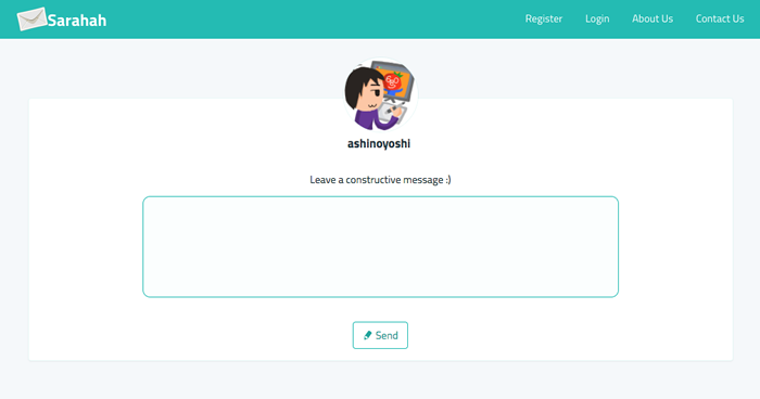 図7　Sarahahで作ったメッセージ送信ページの例