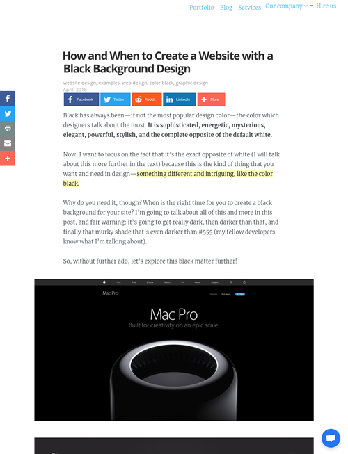 図4　黒い背景のウェブサイトをデザインする際のヒント