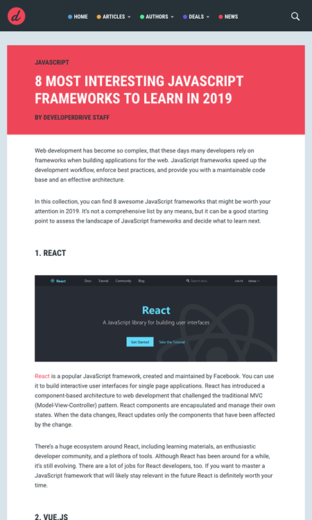 図3　2019年に学びたい8つのJavaScriptフレームワーク