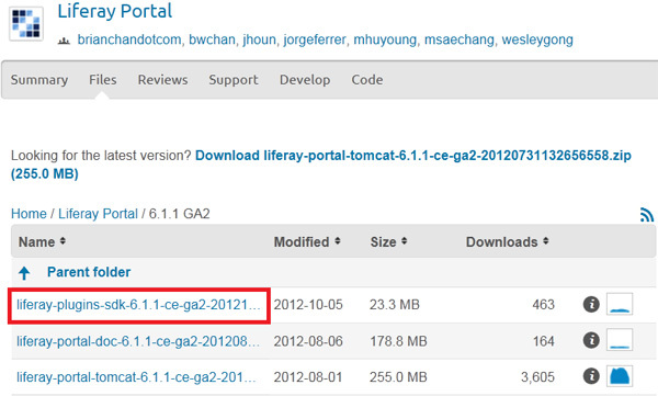 図11　Liferay SDKダウンロードページ