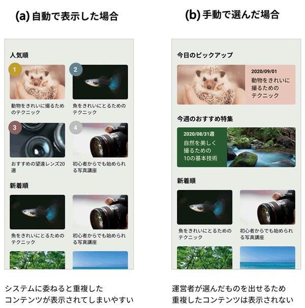 図4　自動表示と手動表示の違い