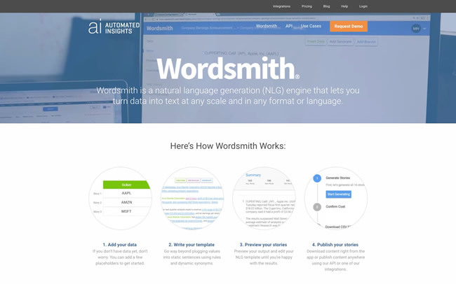 図9　Automated Insightsの「Wordsmith」は、すでに多くの会社で利用されている