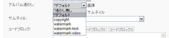 図13　アルバム編集ページの項目「アルバム透かし」のデフォルト4パターン