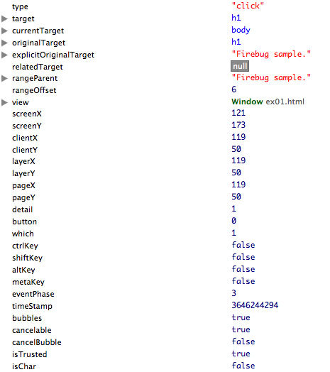 図4　Firebug sample.クリック時のイベント