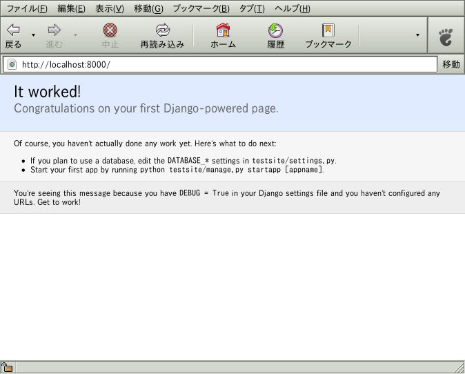 図8　Djangoサーバを起動したところ