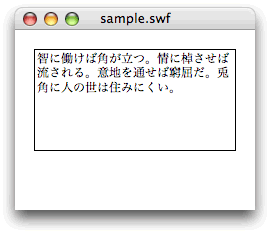 図2　タイムラインに配置されたTLFTextFieldインスタンスにテキストが設定された