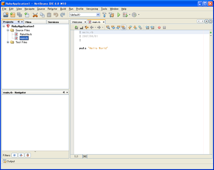 図4　Rubyプロジェクトが開いたところ