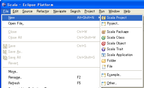 図4　Scala関連のメニューが追加されている