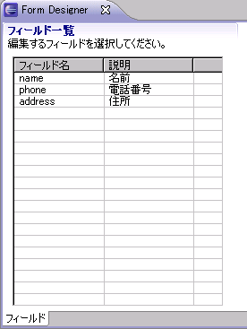 作成したサンプルデータが一覧表示されました