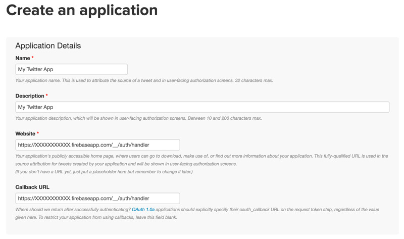 図6　Twitterアプリケーションの作成