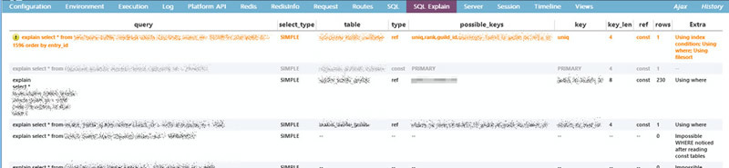 図3　Glimpse上で作成した独自タブによるSQLのexplain表示