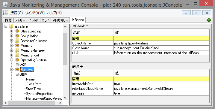 図4　MBeansタブ
