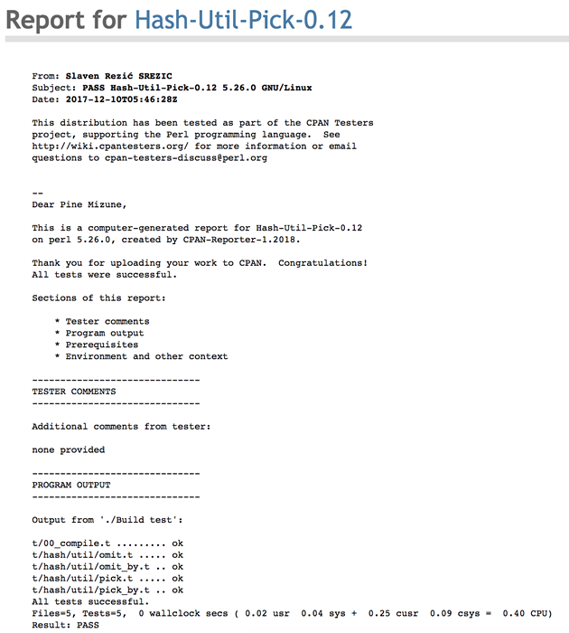 図3　CPAN Testersでのテスト結果