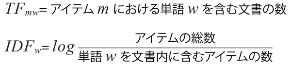 図3　コンテンツベースで使うTF/IDFの定義