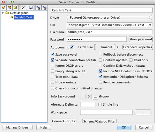 図10　SQL Workbench Clientプロファイル作成