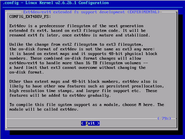 図2　menuconfigのext4devに関するヘルプメッセージ