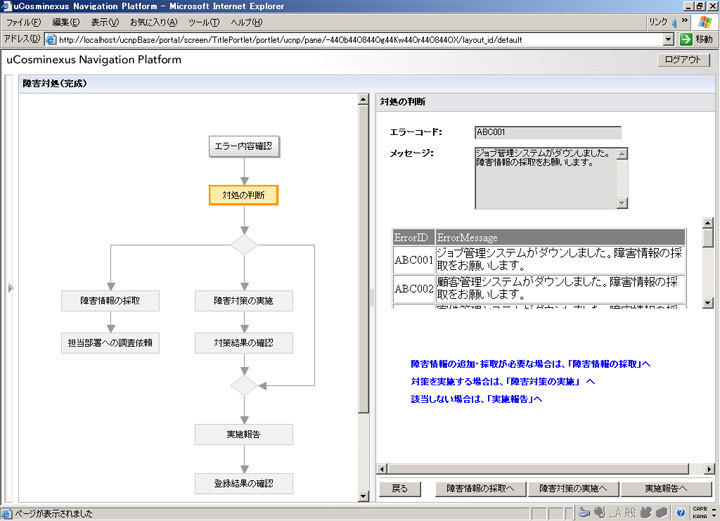 図2　エラーコードを使ってデータベースを検索し、対応するメッセージを表示した様子