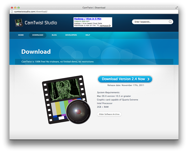図4　CamTwist ダウンロードページ